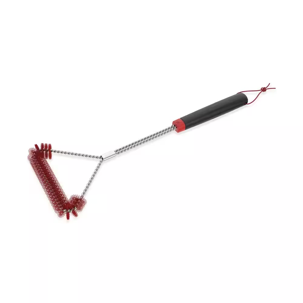 Weber 18-inch nylon Cold Cleaning Brush with three-sided red bristle T-head
